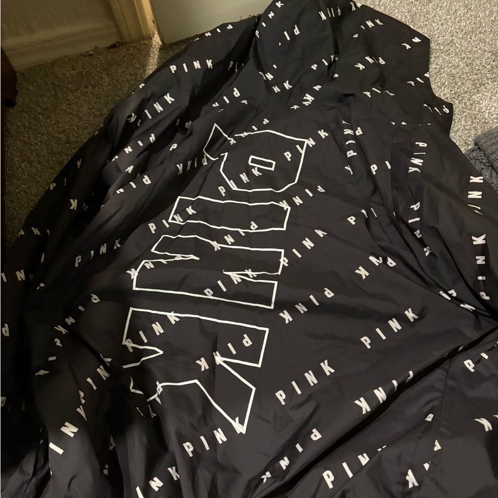 PINK Victoria's Secret Black Jacket with White Logo